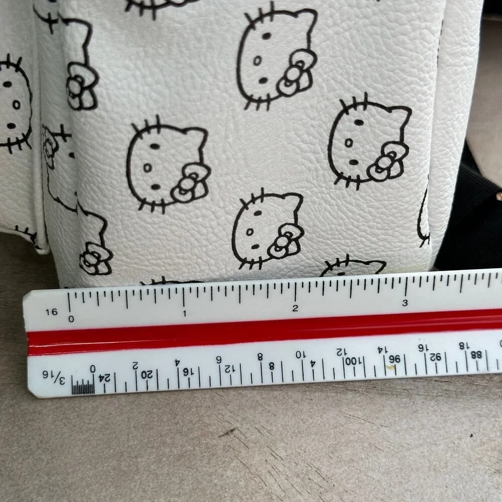 Hello Kitty Mini Backpack White Red Bow Faux Leather Sanrio 10" - Picture 16 of 16